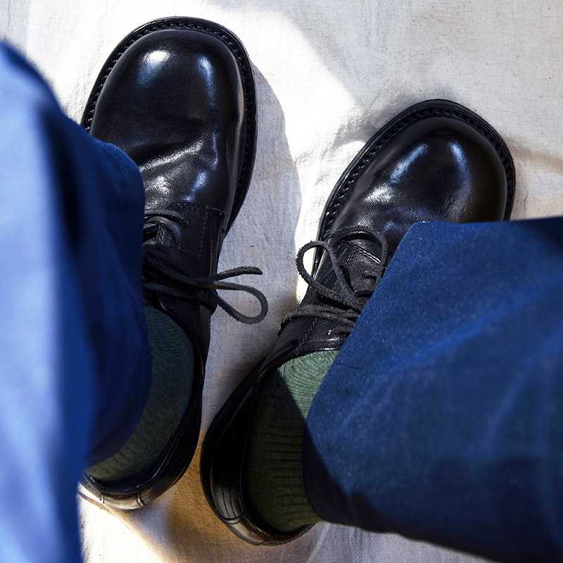 摩登情侣水洗马皮手工Derby轻量