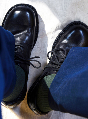 情侣y2k 昱谷®vibe暗黑先锋马皮德比 固特异Derby厚底不锈钢皮鞋