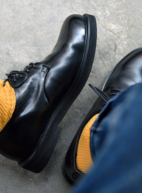 范 昱谷®Vibe轻量厚底德比鞋 头层牛皮 古着男鞋 饱满小圆头皮鞋