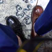 yucoogu®固特异通勤中古德比鞋 孤寂水洗手擦牛皮Derby 手工皮鞋