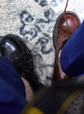 孤寂水洗手擦牛皮Derby 手工皮鞋 yucoogu®固特异通勤中古德比鞋