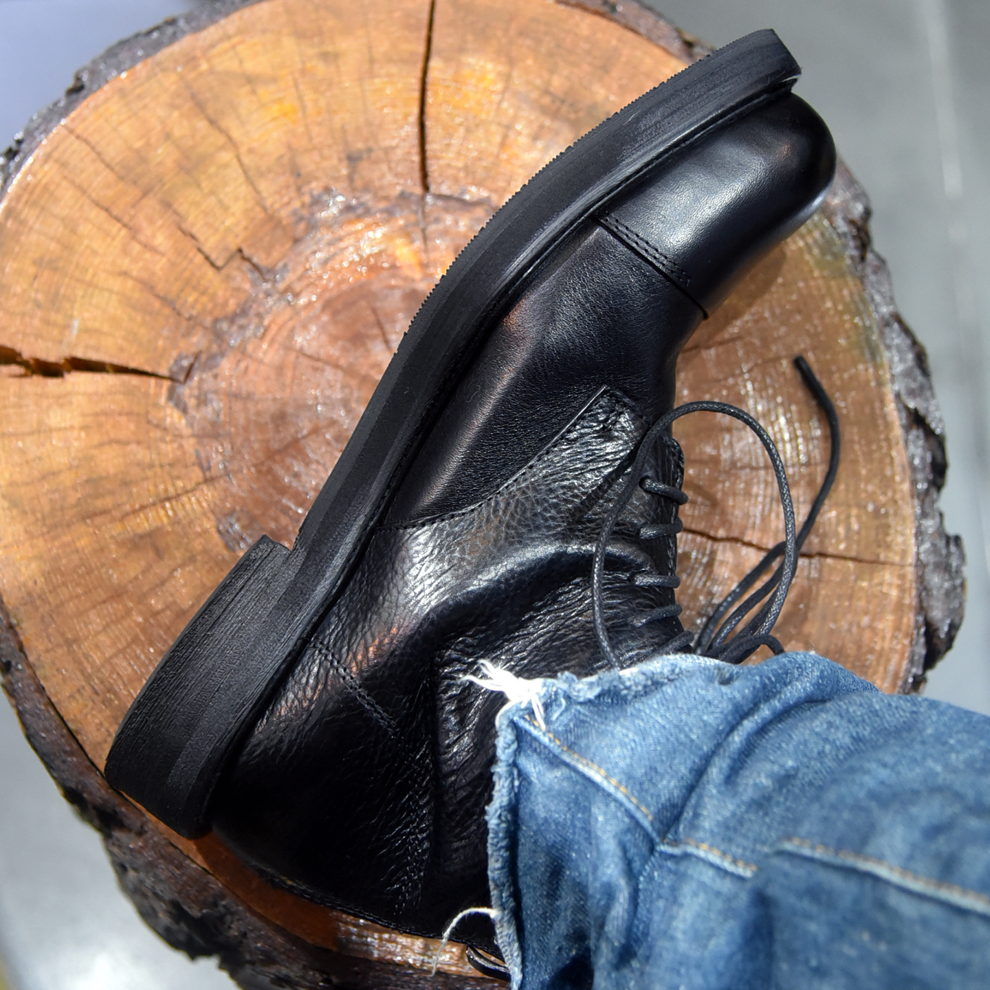 原宿短脸圆头拉链马丁靴厚底轻量