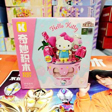新品奇妙hello kitty草莓脆筒三丽鸥蛋筒冰淇淋玩具库洛米摆件礼