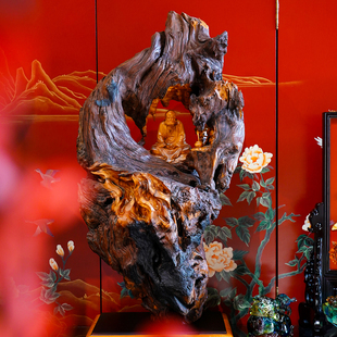 达摩祖师 纯手工阿里山神木雕刻 中式 艺术品玄关摆件 本尼家