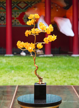 【本尼家】HY14现代轻奢装饰黄铜水晶树家居客厅桌面饰品玄关摆件