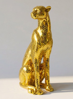 【本尼家】马赛克手工贴片装饰家居客厅玄关摆件中号豹子