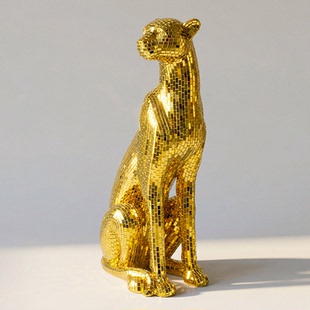 马赛克手工贴片装 饰家居客厅玄关摆件中号豹子 本尼家