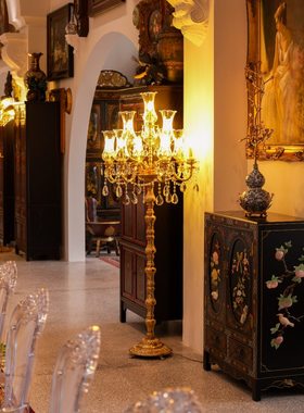 【本尼家】TD56欧式艺术纯铜多头水晶落地灯吧台水晶玻璃镂空摆件