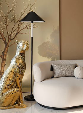 【本尼家】香槟金镜片中号豹子手工贴片户外装饰客厅玄关落地摆件