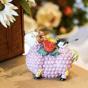 【本尼家】非遗手工彩釉交趾陶喜气羊羊陶瓷艺术家居装饰玄关摆件