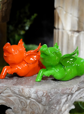 【本尼家】CH10现代创意彩绘卡通可爱装饰天使小飞猪家居玄关摆件