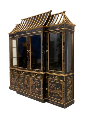 【本尼家】TS19新中式实木玄关柜彩绘储物酒柜长180*宽38*高236cm