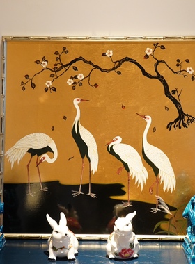 【本尼家】仙鹤中式客厅装饰画软装复古沙发背景挂画艺术壁画画