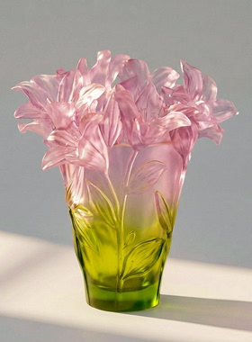 【本尼家】LL4非遗好物琉璃百年好合客厅插花瓶玄关百合花瓶摆件