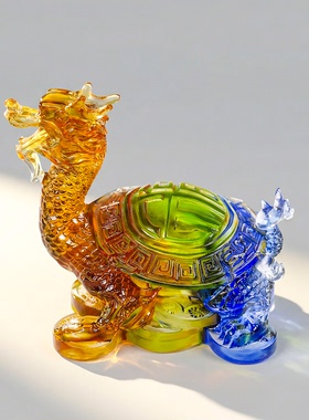 【本尼家】LL50非遗好物纳福龙龟琉璃高档艺术品桌面装饰玄关摆件