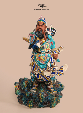 【本尼家】非遗手工彩釉交趾陶关公陶瓷艺术家居桌面装饰玄关摆件