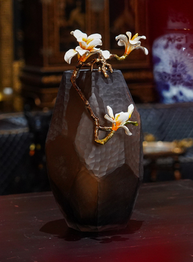 【本尼家】JN20小号玉兰花瓶创意复古珐琅彩插花瓶装饰玄关摆件