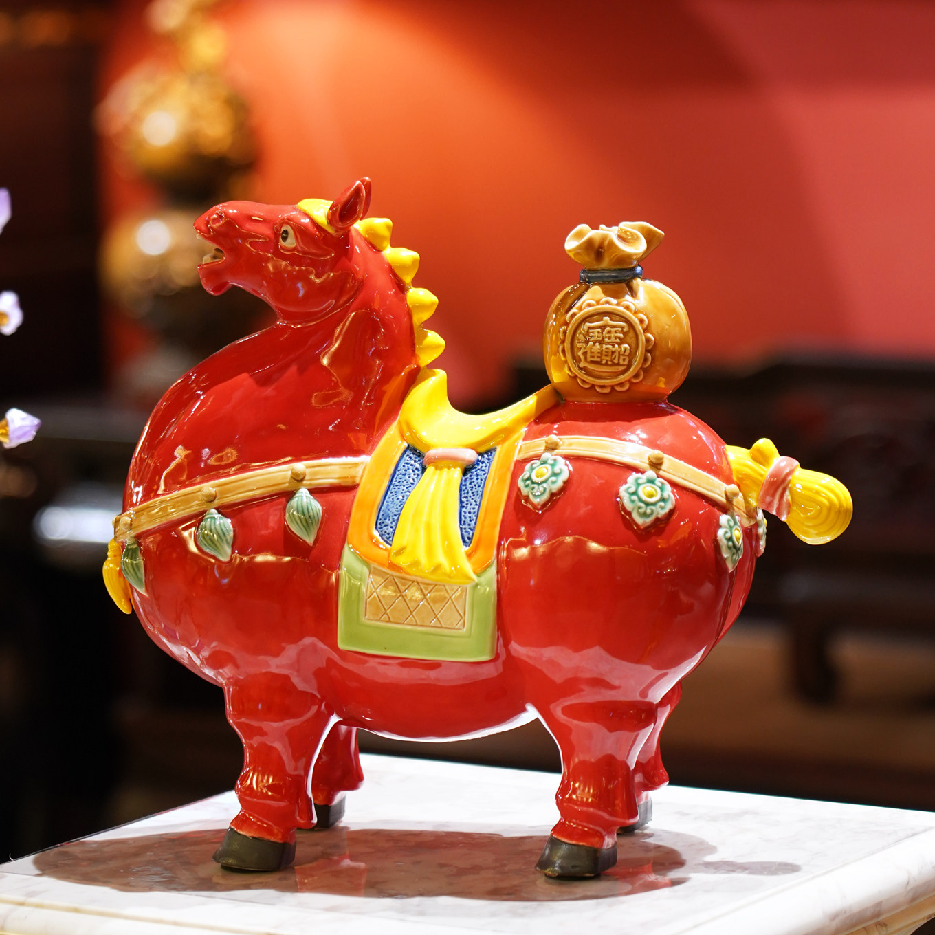 【本尼家】AM18非遗手工石湾陶大号马生肖唐马装饰桌面玄关摆件,家居饰品,桌面摆件,淘宝优惠券,粉丝福利购,淘宝优惠卷