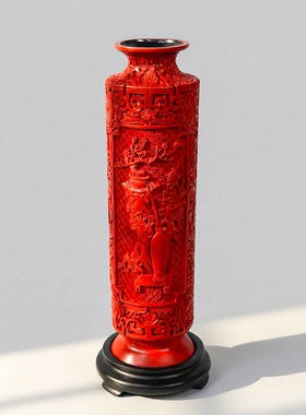 TH02非遗好物剔红艺术如意花瓶装饰客厅桌面玄关摆件