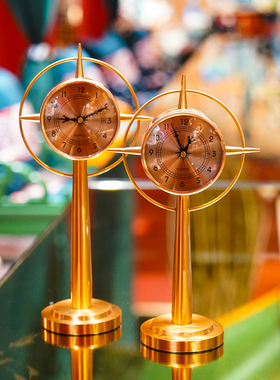 【本尼家】SS85欧式轻奢黄铜家用复古座钟创意桌面装饰小台钟摆件