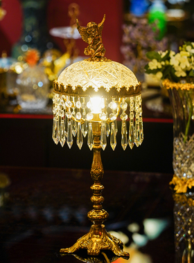 【本尼家】TD04法式复古水晶玻璃配铜台灯客厅主卧装饰摆件