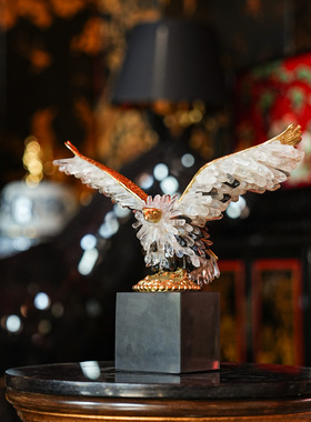 【本尼家】HY15小号黄铜大鹏展翅晶石老鹰艺术品桌面装饰玄关摆件