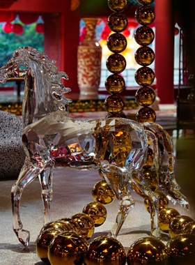 【本尼家】TY24透明铂晶雕塑《千里马》酒店大堂庭院艺术品摆件