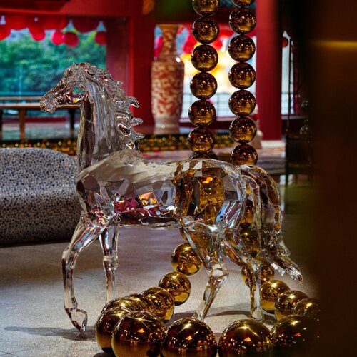 【本尼家】TY24透明铂晶雕塑《千里马》酒店大堂庭院艺术品摆件