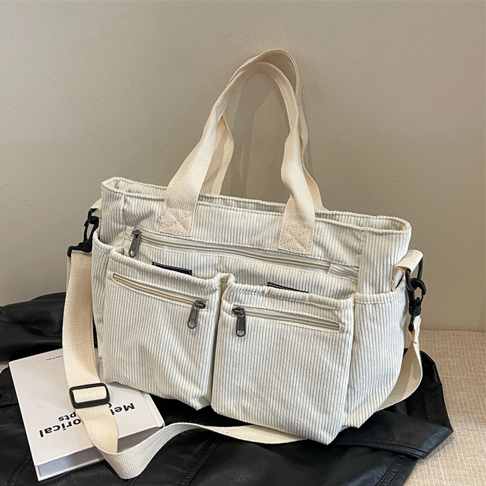 大容量条绒女包新款韩版简约女士单肩斜挎包百搭灯芯绒手提包