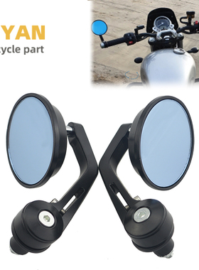 摩托车配件哈雷巡航太子改装复古手把倒车圆形镜反光镜后视镜全铝