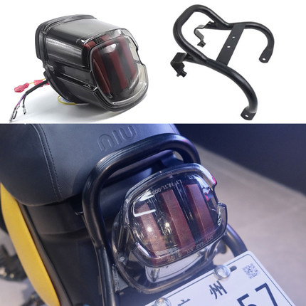 适用小牛电动车uqi+ u+b哈雷复古后座扶手短尾改装鹰爪尾灯转灯