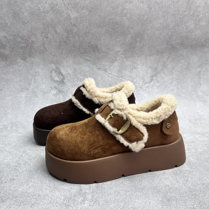 工厂2025秋冬断码绒面女鞋雪地靴厚底休闲舒适保暖时尚套脚短靴