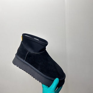 工厂2025处理冬款断码真皮女鞋雪地靴牛皮厚底套脚绒里女短靴40