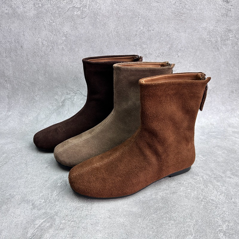 2025断码真皮秋冬新款女鞋内增高短靴工厂时尚牛皮套筒绒里女靴子