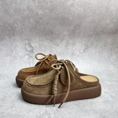 春季 套脚牛皮舒适女拖鞋 新款 工厂包头时尚 厚底真皮女鞋 2026断码