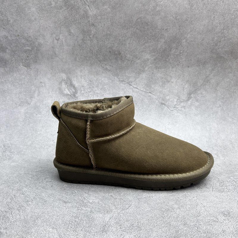 工厂2025处理冬款断码真皮女鞋雪地靴牛皮厚底套脚绒里舒适女短靴