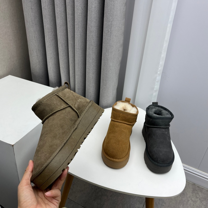 工厂2025处理冬款断码真皮女鞋雪地靴牛皮厚底套脚羊毛舒适女短靴