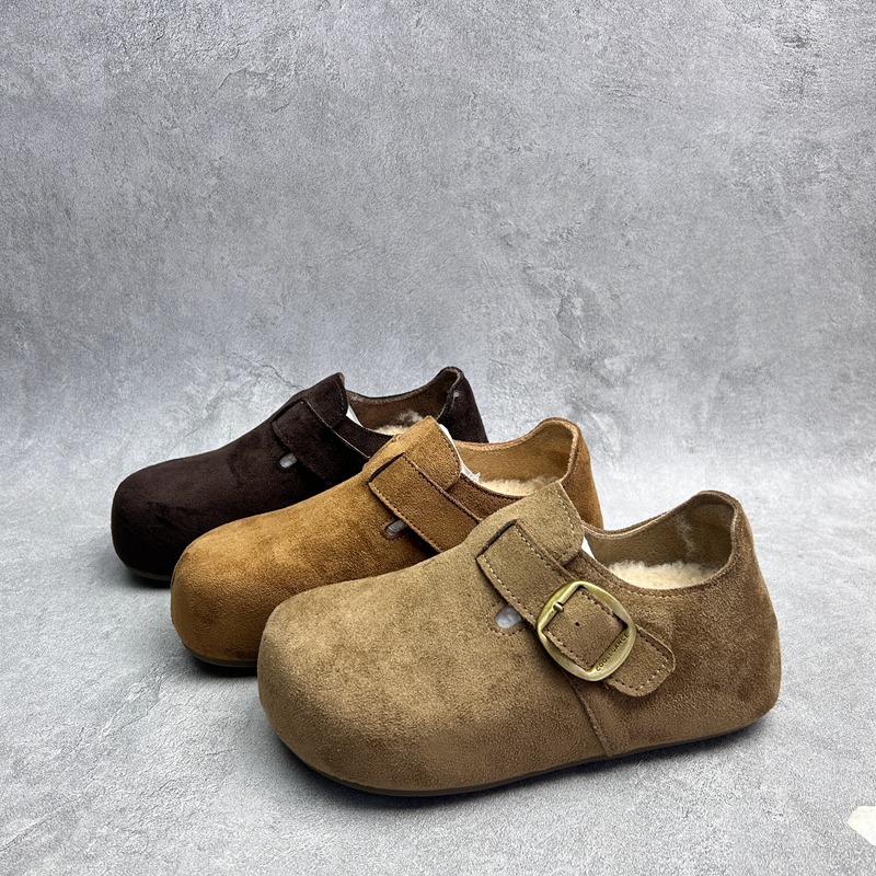 工厂25断码超纤秋冬新款女鞋厚底勃肯鞋圆头松糕底套脚包头女棉鞋