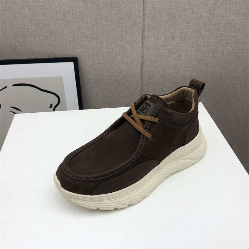 2025冬季新款真皮男鞋平底男单鞋时尚系带圆头牛皮舒适休闲男鞋