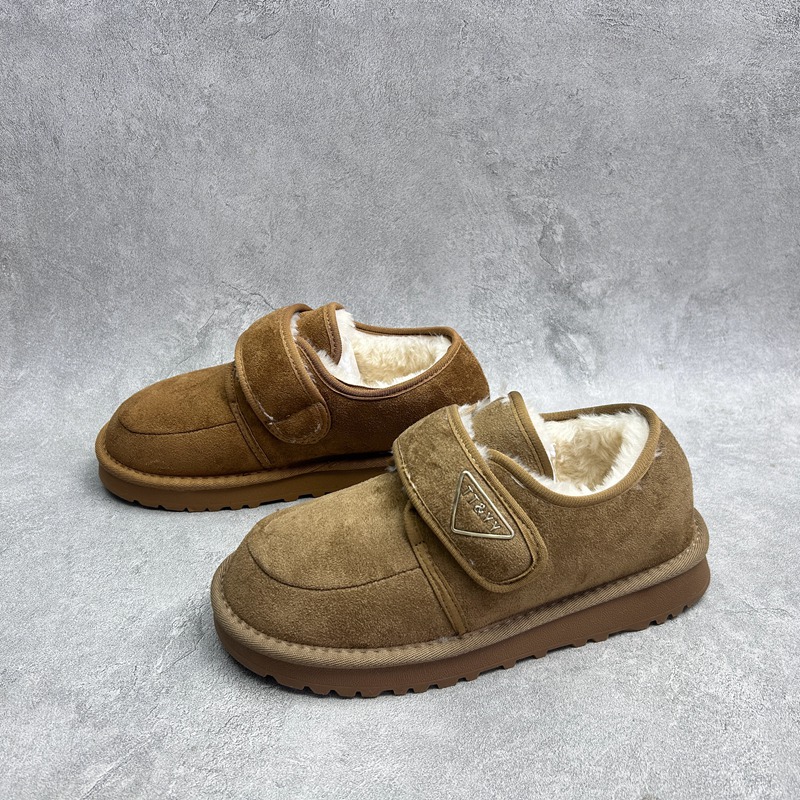 工厂2025秋冬断码绒布女鞋雪地靴厚底休闲舒适保暖时尚魔术贴短靴