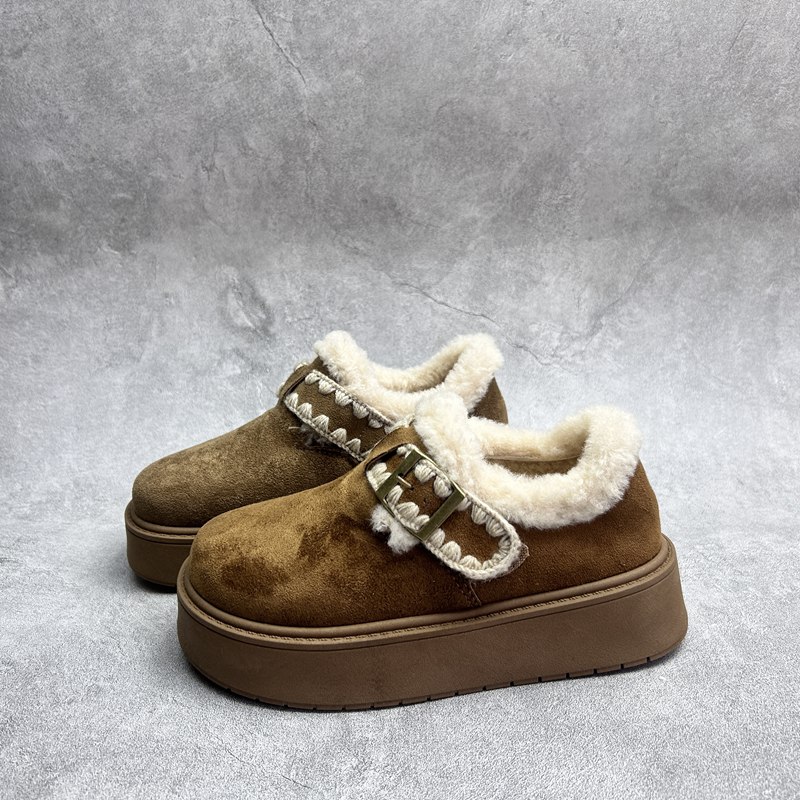 工厂2025秋冬断码绒面女鞋雪地靴厚底休闲舒适保暖时尚套脚短靴