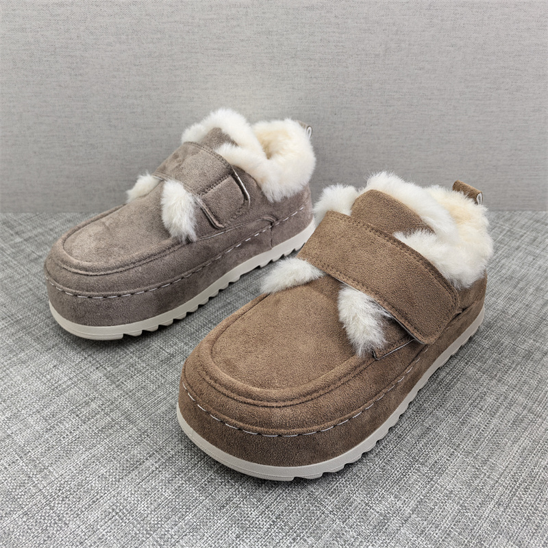 工厂2025秋冬断码绒面女鞋雪地靴厚底休闲舒适保暖时尚套脚短靴