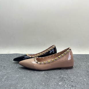 套脚休闲圆头内增高浅口女单鞋 2025工厂春季 铆钉时尚 漆皮女鞋 断码