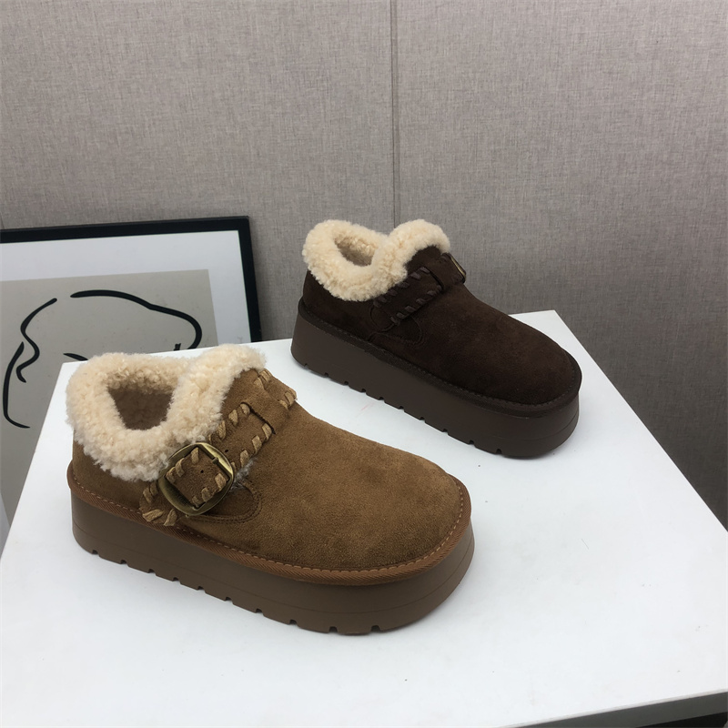 工厂2025秋冬断码绒面女鞋雪地靴厚底休闲舒适保暖时尚套脚短靴