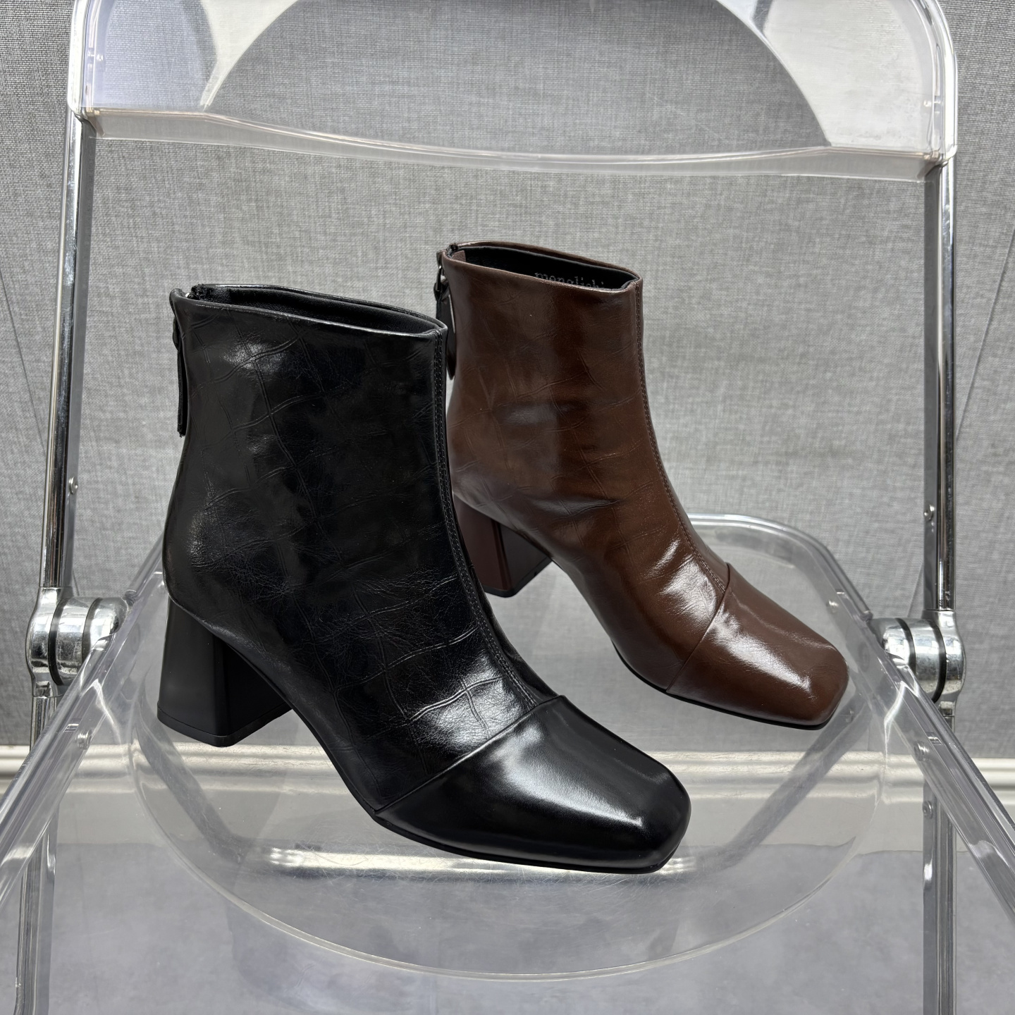 2025断码真皮秋冬新款女鞋粗跟短靴工厂时尚牛皮拉链单靴女靴子