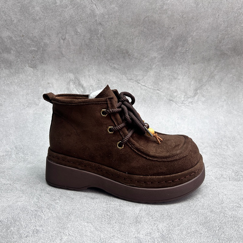 工厂2025秋冬超纤女鞋马丁靴新经典工装厚底拉链流苏圆头短靴