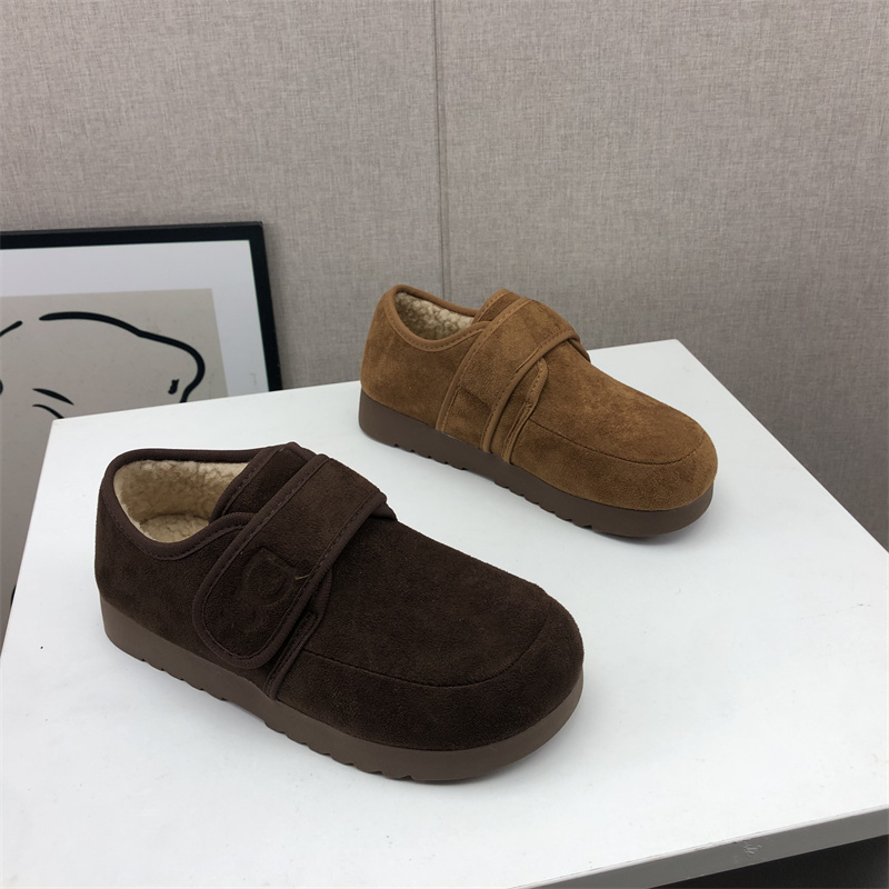 工厂25断码超纤秋季新款女鞋厚底勃肯鞋圆头松糕底套脚包头女棉鞋