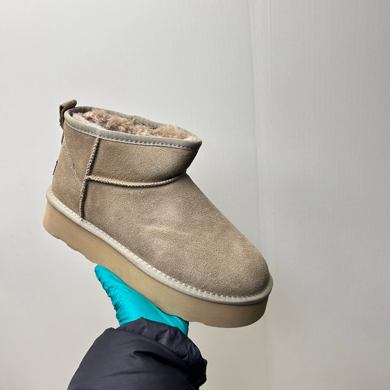 工厂2025处理冬款断码真皮女鞋雪地靴牛皮厚底绒里女短靴大码41