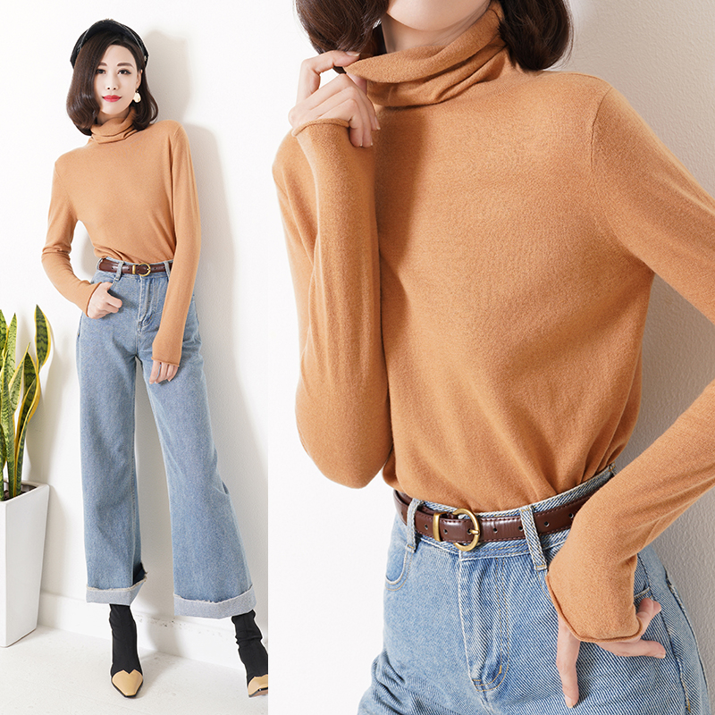 20色软糯叠穿堆堆领澳毛针织打底