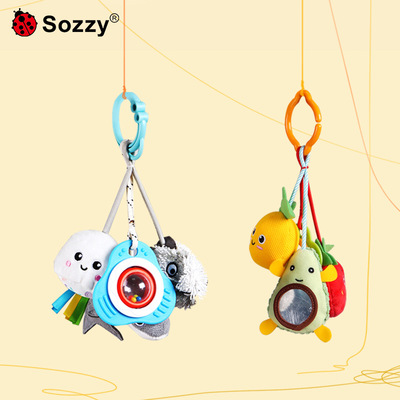 SOZZY婴儿玩偶车挂件雀叫牙胶动物安抚宝宝床铃摇铃婴儿0-1岁玩具